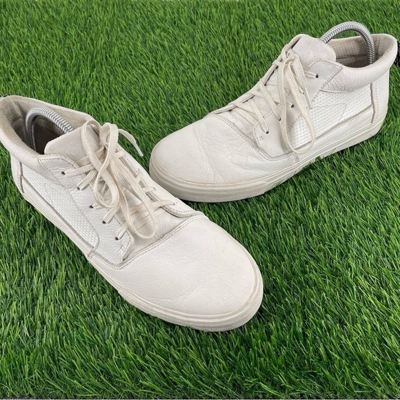 TOMS White Leather Camila Lace Up Casual Comfort Mid Sneaker - Picture 1 of 7